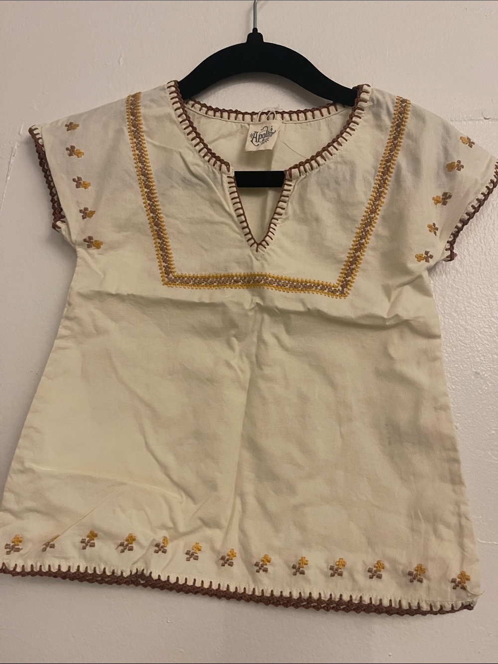 Kids Cream Embroidered Tunic Top